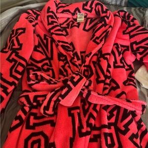 PINK Victoria's Secret Plush Pink and Black Robe